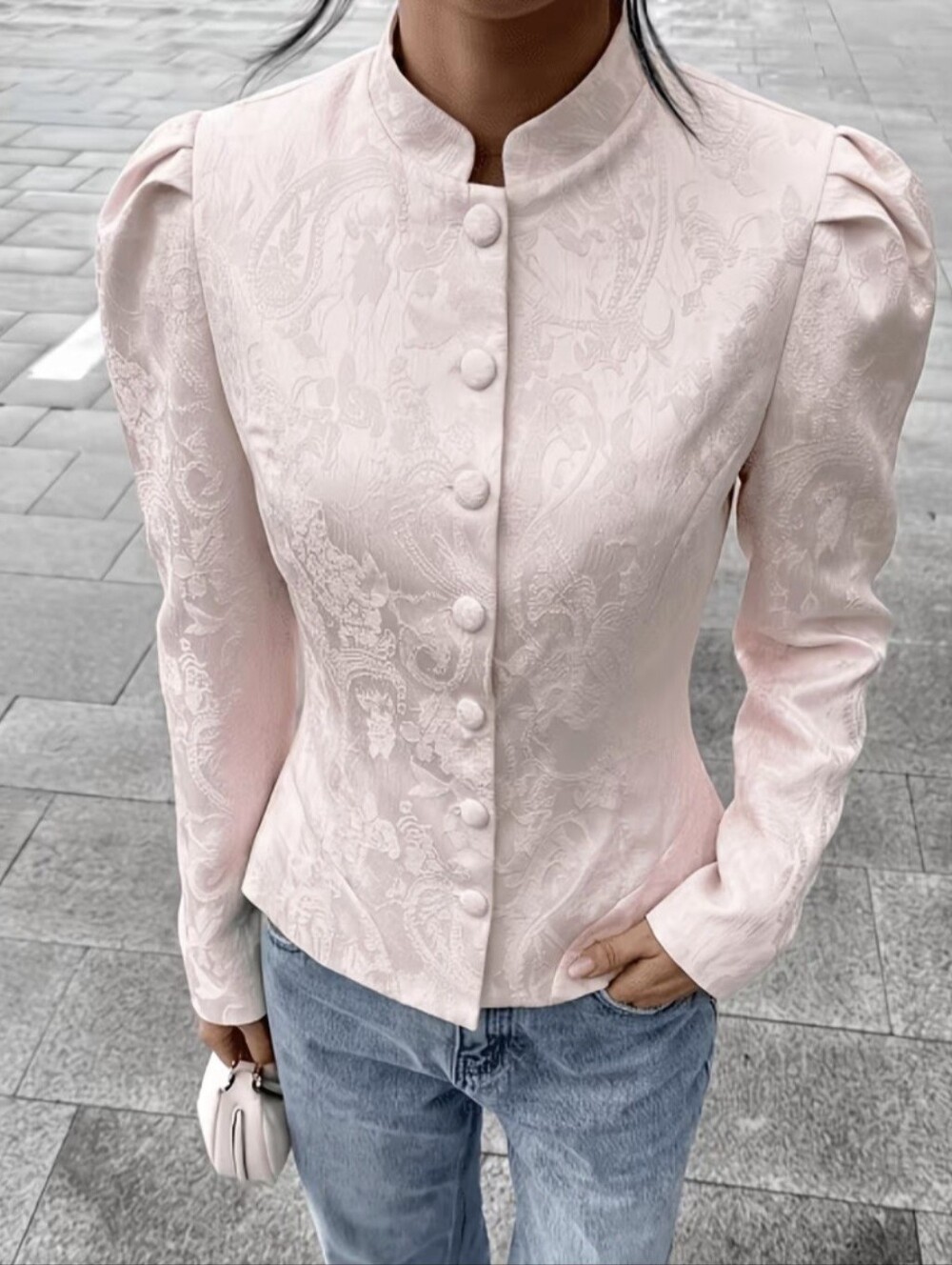 Women'S Pink Faux New Style Chinese Retro Coat, Commute All-Match